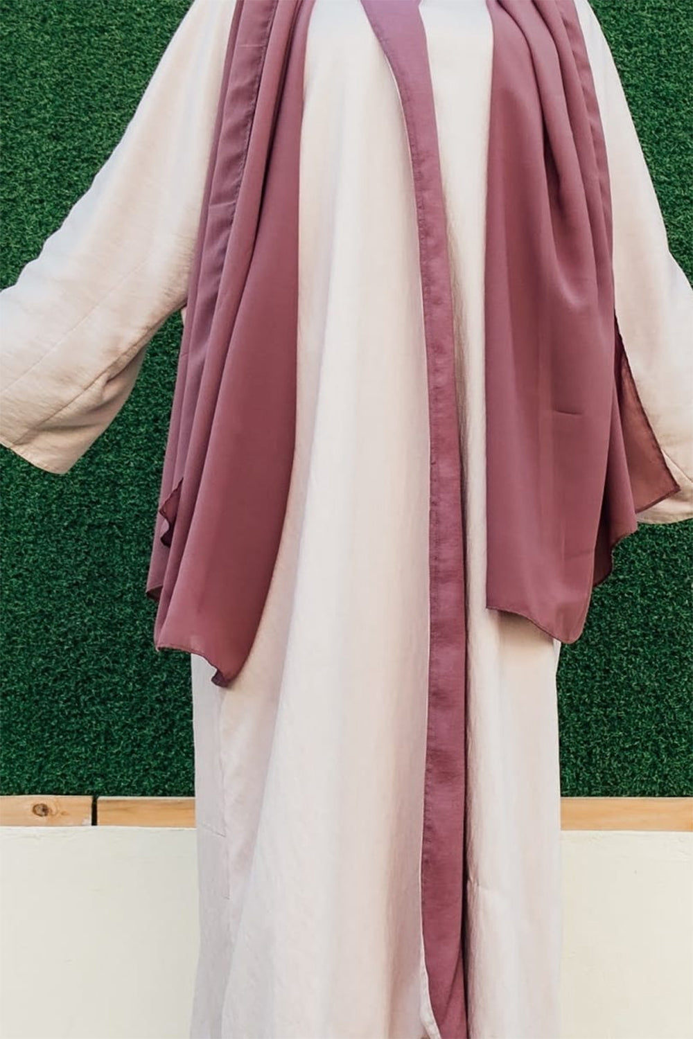 Abaya couple Purple Cream Reversible