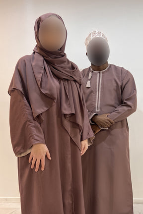 Abaya couple Purple Cream Reversible
