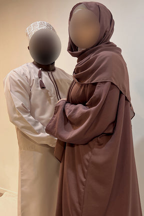 Abaya couple Purple Cream Reversible