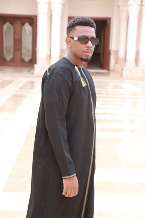 Qamis Omani New Detail Black silver